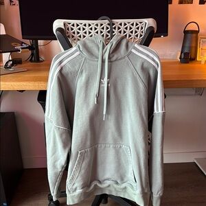 Adidas Green/Gray Hoodie with White Stripes